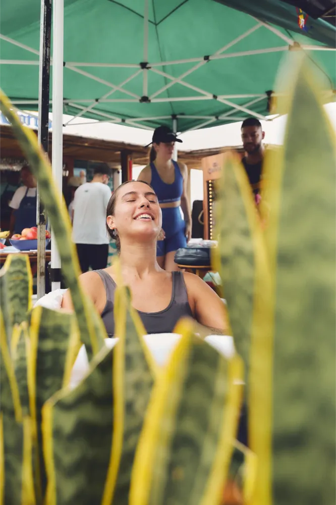 Album do Relaxamento pós-corrida: participante aproveita imersão no gelo