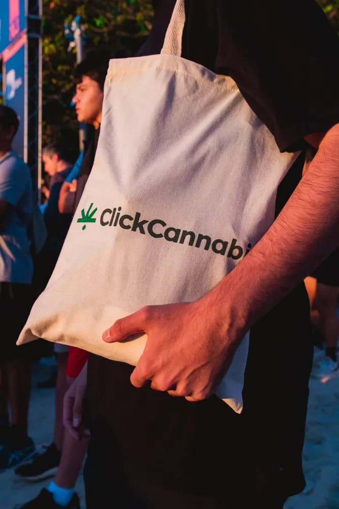 Album do Ecobag Click Cannabis personalizada em evento ao ar livre